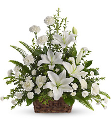 T228-1A Peaceful White Lilies Basket 